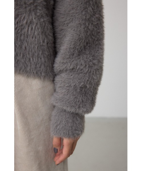 AZUL by moussy(アズールバイマウジー)の「モヘヤライクニットカーディガン(カーディガン/ボレロ・レディース・チャコールグレー/ブラウン/アイボリー/サックスブルー・SMALL/MEDIUM)」の5枚目の写真