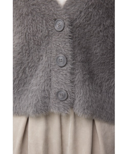 AZUL by moussy(アズールバイマウジー)の「モヘヤライクニットカーディガン(カーディガン/ボレロ・レディース・チャコールグレー/ブラウン/アイボリー/サックスブルー・SMALL/MEDIUM)」の6枚目の写真