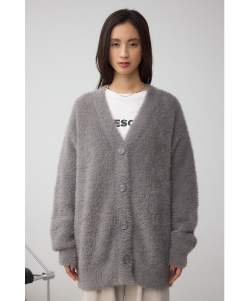 AZUL by moussy(アズールバイマウジー)の「モヘヤライクニットカーディガン(カーディガン/ボレロ・レディース・チャコールグレー/ブラウン/アイボリー/サックスブルー・SMALL/MEDIUM)」の7枚目の写真