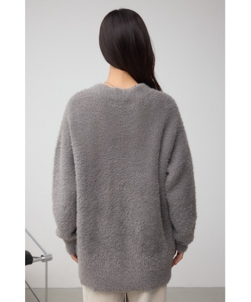 AZUL by moussy(アズールバイマウジー)の「モヘヤライクニットカーディガン(カーディガン/ボレロ・レディース・チャコールグレー/ブラウン/アイボリー/サックスブルー・SMALL/MEDIUM)」の8枚目の写真