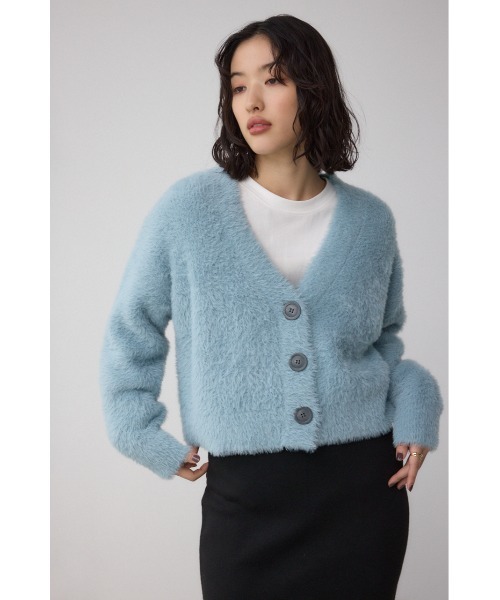 AZUL by moussy(アズールバイマウジー)の「モヘヤライクニットカーディガン(カーディガン/ボレロ・レディース・チャコールグレー/ブラウン/アイボリー/サックスブルー・SMALL/MEDIUM)」の22枚目の写真