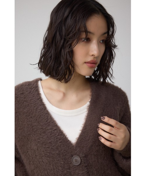 AZUL by moussy(アズールバイマウジー)の「モヘヤライクニットカーディガン(カーディガン/ボレロ・レディース・チャコールグレー/ブラウン/アイボリー/サックスブルー・SMALL/MEDIUM)」の9枚目の写真