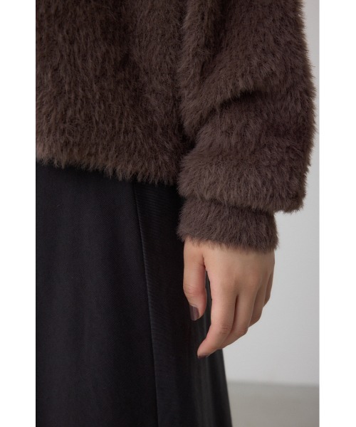 AZUL by moussy(アズールバイマウジー)の「モヘヤライクニットカーディガン(カーディガン/ボレロ・レディース・チャコールグレー/ブラウン/アイボリー/サックスブルー・SMALL/MEDIUM)」の17枚目の写真
