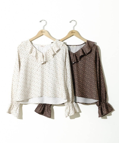 flower（フラワー）の「ラッフルドブルームブラウス（シャツ/ブラウス・レディース・アイボリー/ブラウン・FREE）」の3枚目の写真