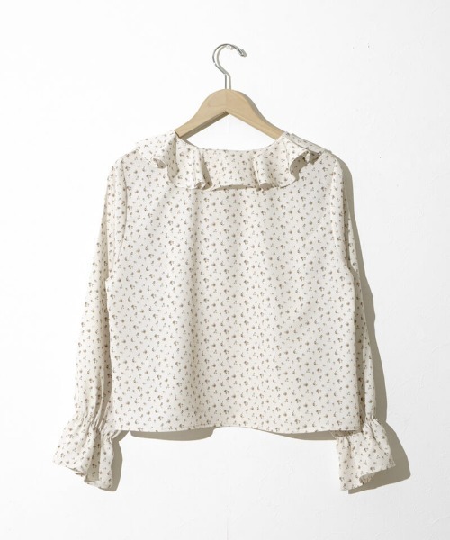 flower（フラワー）の「ラッフルドブルームブラウス（シャツ/ブラウス・レディース・アイボリー/ブラウン・FREE）」の4枚目の写真