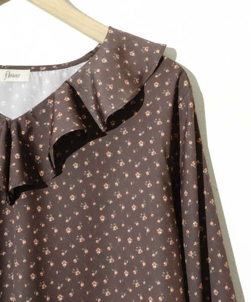 flower（フラワー）の「ラッフルドブルームブラウス（シャツ/ブラウス・レディース・アイボリー/ブラウン・FREE）」の6枚目の写真