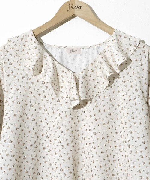 flower（フラワー）の「ラッフルドブルームブラウス（シャツ/ブラウス・レディース・アイボリー/ブラウン・FREE）」の12枚目の写真