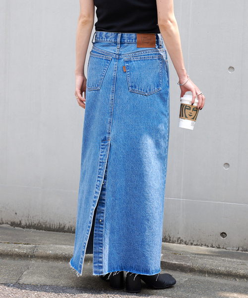 【新品】コットンリネンデニムスカート【タグなし】 AMBIDEX Store △11.36ozムラ糸デニム ミディアムタイトスカート