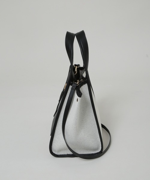 NANO universe（ナノユニバース）の「キャンバス×フェイクレザーポケットバッグ（トートバッグ・レディース・ブラック/ブラウン・FREE）」の14枚目の写真