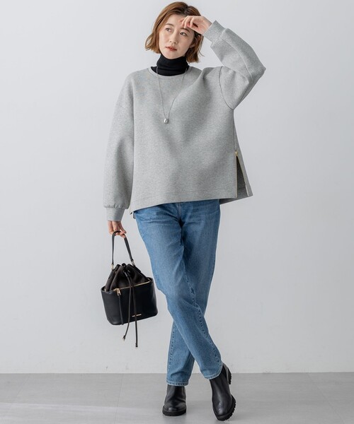 23区　サイドジップカットソー セール】【VERY掲載/洗える】コットンエアーダンボール サイドジップ