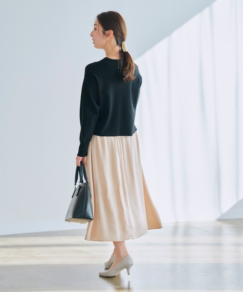 セール】ブラウジングニットドッキングワンピース 【低身長・小柄女性