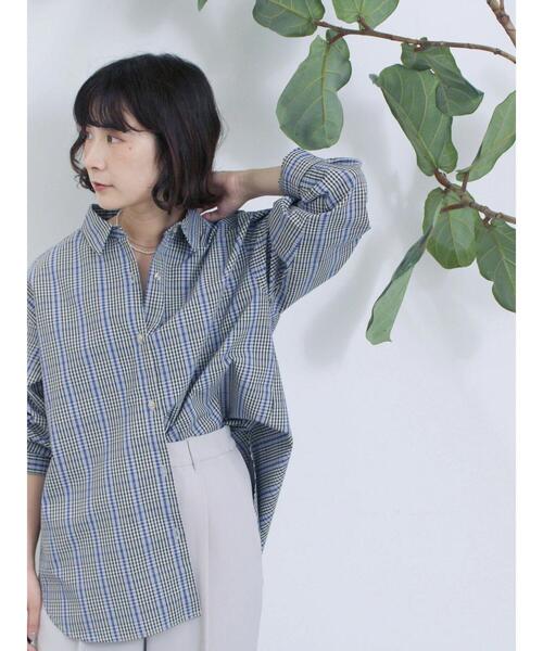 Samansa Mos2 blue（サマンサモスモスブルー）の「【イージーケア】マルチスタイルシャツ（シャツ/ブラウス・レディース・ブルー/グレー/ブラック/キナリ/ベージュ・M/L）」の4枚目の写真