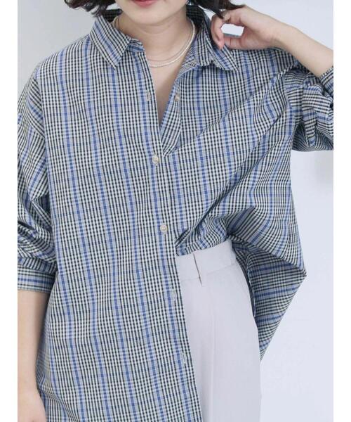 Samansa Mos2 blue（サマンサモスモスブルー）の「【イージーケア】マルチスタイルシャツ（シャツ/ブラウス・レディース・ブルー/グレー/ブラック/キナリ/ベージュ・M/L）」の12枚目の写真