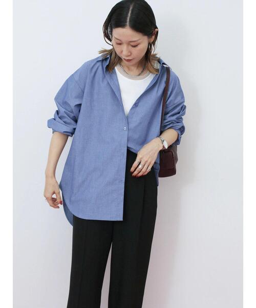 Samansa Mos2 blue（サマンサモスモスブルー）の「【イージーケア】マルチスタイルシャツ（シャツ/ブラウス・レディース・ブルー/グレー/ブラック/キナリ/ベージュ・M/L）」の22枚目の写真