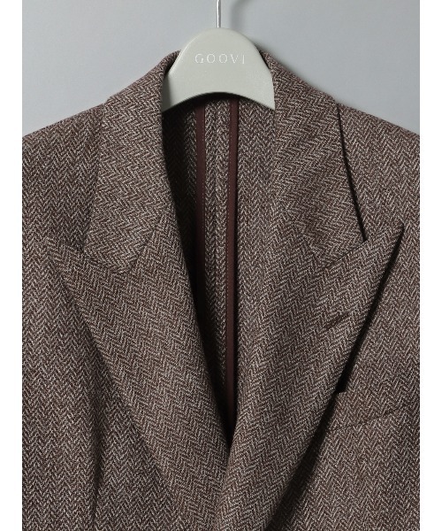SUIT SQUARE（スーツスクエア）の「GOOVI ダブルブレストジャケット ウールソフトツイード ヘリンボーン（テーラードジャケット・メンズ・パープル系・1/2/3）」の3枚目の写真