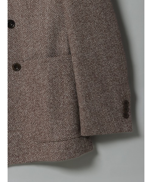 SUIT SQUARE（スーツスクエア）の「GOOVI ダブルブレストジャケット ウールソフトツイード ヘリンボーン（テーラードジャケット・メンズ・パープル系・1/2/3）」の5枚目の写真