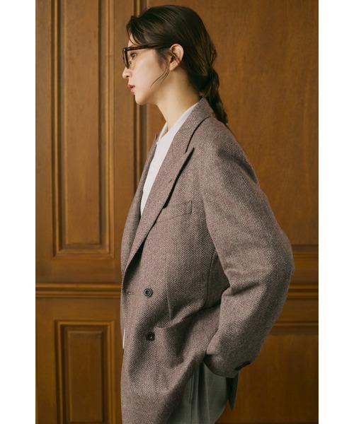 セール】GOOVI ダブルブレストジャケット ウールソフトツイード