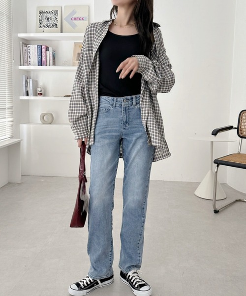 A.D.C.L.(エーディーシーエル)の「ストレッチ テーパードシルエット デニムパンツ(デニムパンツ・レディース・ブルー/ネイビー・M/L)」の10枚目の写真