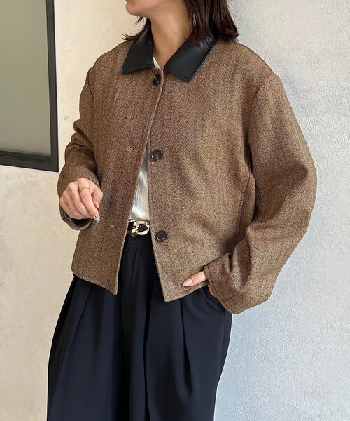 Thevon(ゼボン)の「ツイードショートジャケット(ブルゾン・レディース・ブラウン/ブラック・FREE)」の2枚目の写真