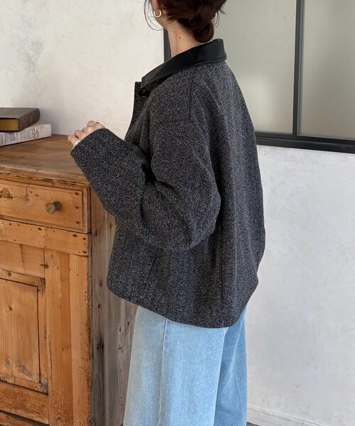 Thevon(ゼボン)の「ツイードショートジャケット(ブルゾン・レディース・ブラウン/ブラック・FREE)」の5枚目の写真