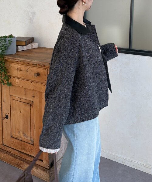 Thevon(ゼボン)の「ツイードショートジャケット(ブルゾン・レディース・ブラウン/ブラック・FREE)」の7枚目の写真