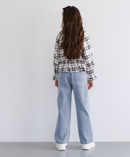 coca（coca）（コカ）の「キッズ　デニム裾レースパンツ（デニムパンツ・キッズ・ブルー・120/130/150/140）」の4枚目の写真