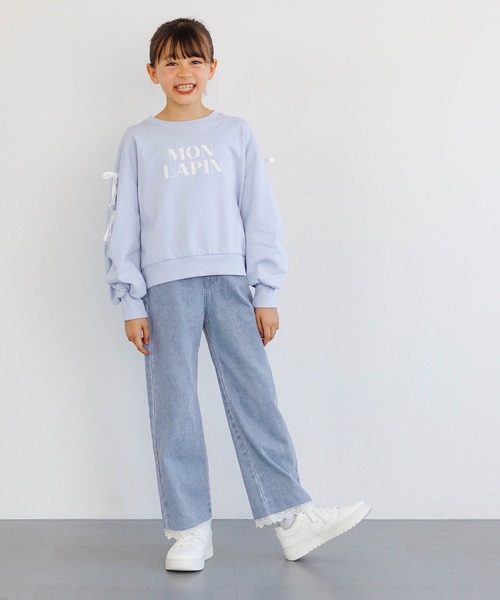 coca（coca）（コカ）の「キッズ　デニム裾レースパンツ（デニムパンツ・キッズ・ブルー・120/130/150/140）」の5枚目の写真