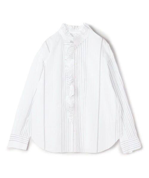 GALERIE VIE（ギャルリー ヴィー）の「■コットンサッカー フリルカラーシャツ（シャツ/ブラウス・レディース・ブラック系その他/ホワイト系その他/ライトブルー・FREE）」の2枚目の写真