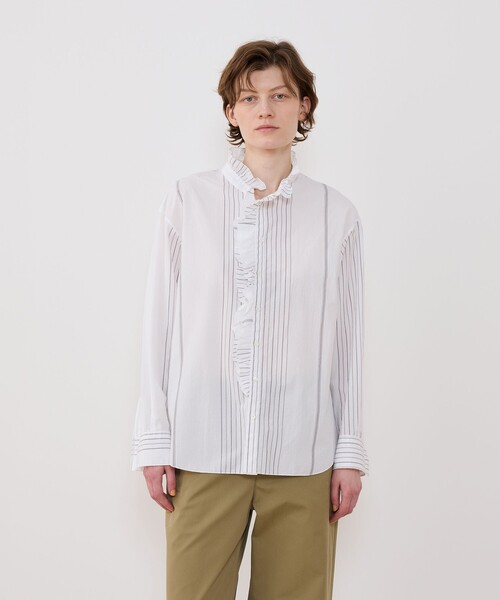 コットンサッカー フリルカラーシャツ（シャツ/ブラウス