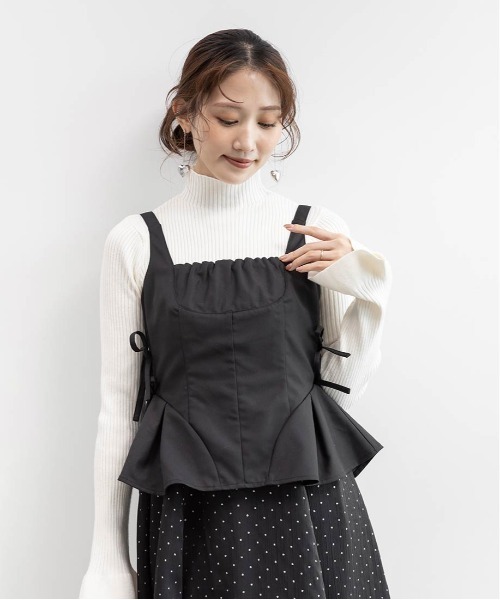 RANDA(ランダ)の「ペプラムリボンワンピース(ワンピース・レディース・ブラック/グレー/ピンク・0/1)」の20枚目の写真