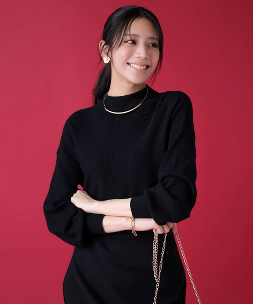 ANY SIS（エニィスィス）の「CICA加工 ビューティ畔ボトルネック ニット（ニット/セーター・レディース・ライトグレー系/ピンク系/ベージュ系/ライトイエロー系/ダルブルー系/ブラック系/アイボリー系/ネイビー系・MEDIUM）」の2枚目の写真