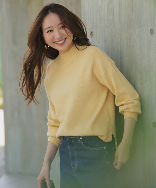 ANY SIS（エニィスィス）の「CICA加工 ビューティ畔ボトルネック ニット（ニット/セーター・レディース・ライトグレー系/ピンク系/ベージュ系/ライトイエロー系/ダルブルー系/ブラック系/アイボリー系/ネイビー系・MEDIUM）」の7枚目の写真