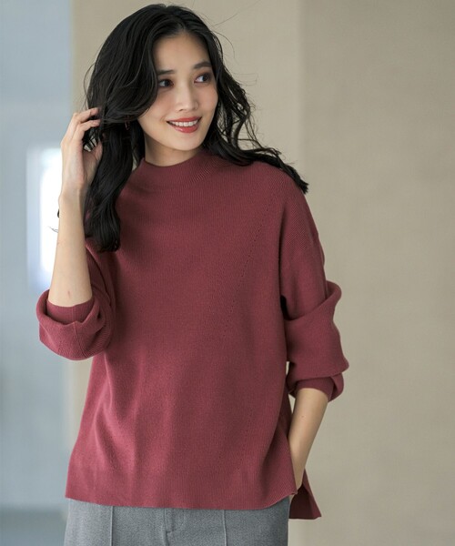 ANY SIS（エニィスィス）の「CICA加工 ビューティ畔ボトルネック ニット（ニット/セーター・レディース・ライトグレー系/ピンク系/ベージュ系/ライトイエロー系/ダルブルー系/ブラック系/アイボリー系/ネイビー系・MEDIUM）」の8枚目の写真