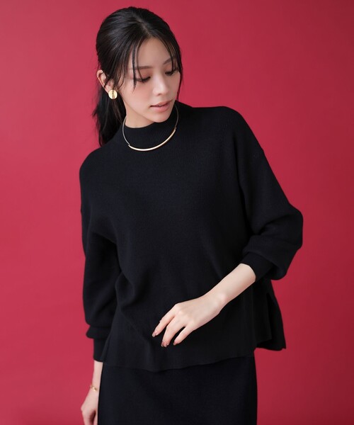 ANY SIS（エニィスィス）の「CICA加工 ビューティ畔ボトルネック ニット（ニット/セーター・レディース・ライトグレー系/ピンク系/ベージュ系/ライトイエロー系/ダルブルー系/ブラック系/アイボリー系/ネイビー系・MEDIUM）」の9枚目の写真