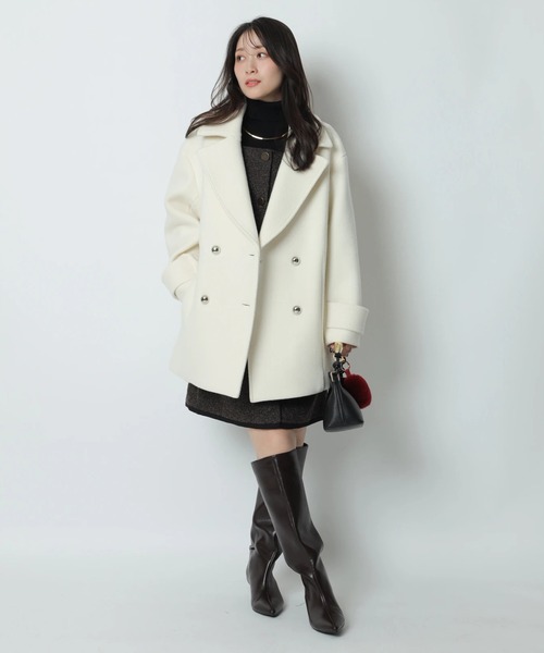 【最終値下げ】定価¥46,200　アプワイザーリッシェ　ピーコート　ウールコート アプワイザー・リッシェ Apuweiser-riche セミコクーンウールPコート