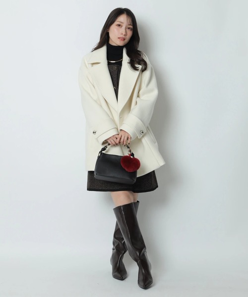 【最終値下げ】定価¥46,200　アプワイザーリッシェ　ピーコート　ウールコート セミコクーンウールPコート（ダウンジャケット/コート）｜Apuweiser