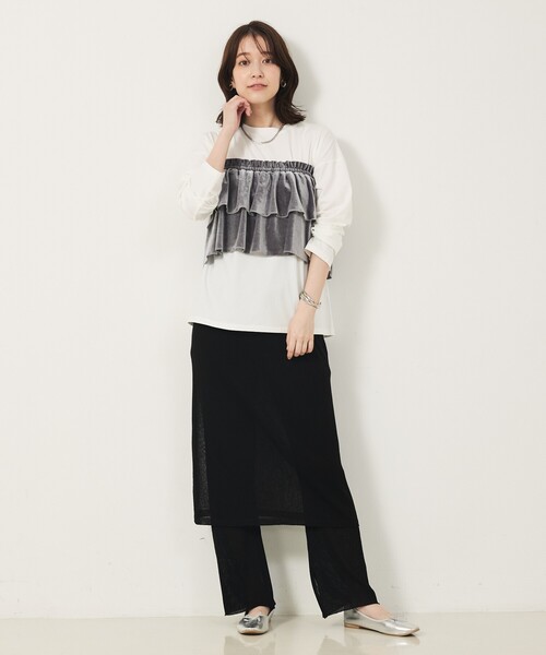 abahouse mavie(アバハウスマヴィ)の「【WEB Domani掲載】ベロアビスチェ付ロンT(Tシャツ/カットソー・レディース・ベージュ/グレー/チャコールグレー・フリー)」の5枚目の写真