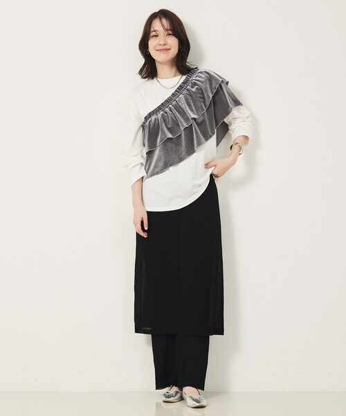 abahouse mavie(アバハウスマヴィ)の「【WEB Domani掲載】ベロアビスチェ付ロンT(Tシャツ/カットソー・レディース・ベージュ/グレー/チャコールグレー・フリー)」の6枚目の写真