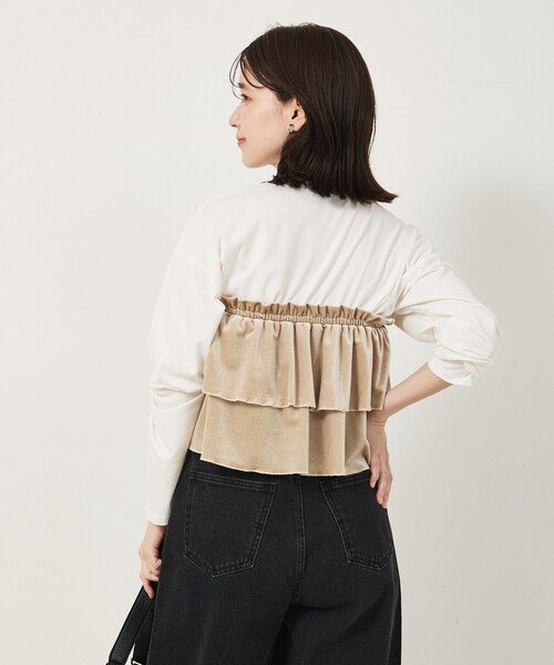 abahouse mavie(アバハウスマヴィ)の「【WEB Domani掲載】ベロアビスチェ付ロンT(Tシャツ/カットソー・レディース・ベージュ/グレー/チャコールグレー・フリー)」の13枚目の写真