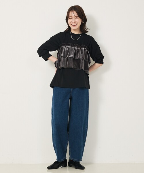 abahouse mavie(アバハウスマヴィ)の「【WEB Domani掲載】ベロアビスチェ付ロンT(Tシャツ/カットソー・レディース・ベージュ/グレー/チャコールグレー・フリー)」の16枚目の写真