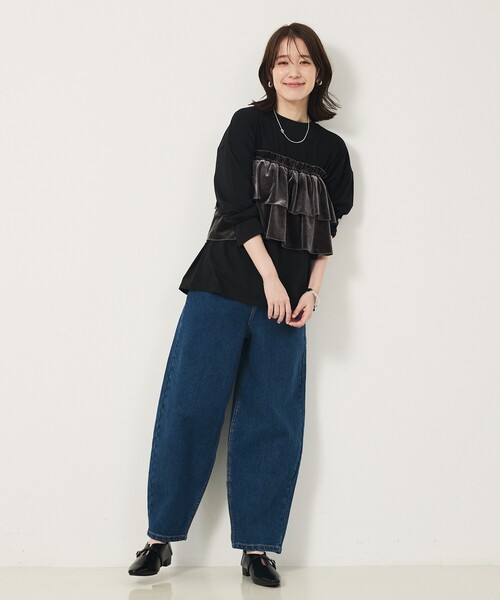 abahouse mavie(アバハウスマヴィ)の「【WEB Domani掲載】ベロアビスチェ付ロンT(Tシャツ/カットソー・レディース・ベージュ/グレー/チャコールグレー・フリー)」の17枚目の写真