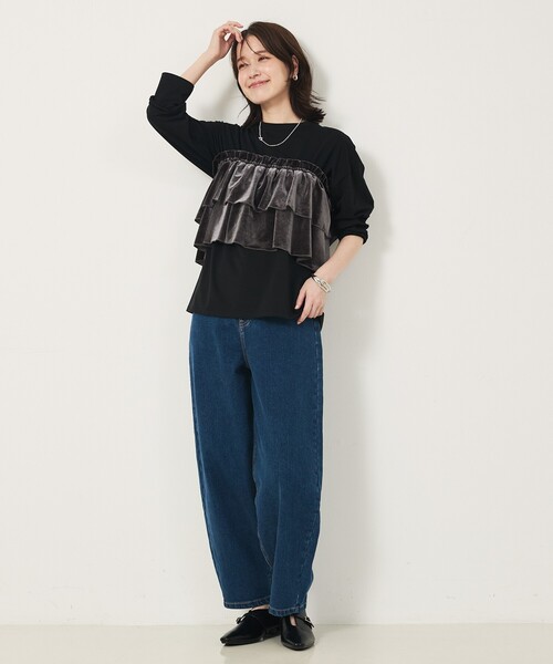 abahouse mavie(アバハウスマヴィ)の「【WEB Domani掲載】ベロアビスチェ付ロンT(Tシャツ/カットソー・レディース・ベージュ/グレー/チャコールグレー・フリー)」の18枚目の写真