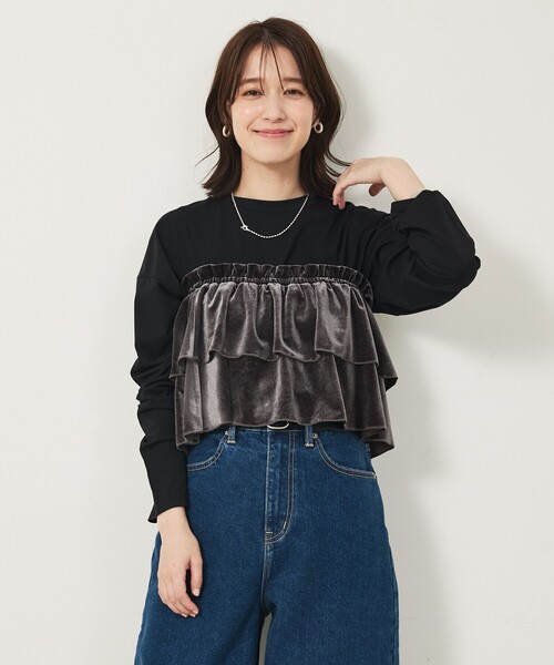 abahouse mavie(アバハウスマヴィ)の「【WEB Domani掲載】ベロアビスチェ付ロンT(Tシャツ/カットソー・レディース・ベージュ/グレー/チャコールグレー・フリー)」の21枚目の写真