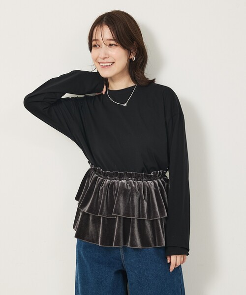 abahouse mavie(アバハウスマヴィ)の「【WEB Domani掲載】ベロアビスチェ付ロンT(Tシャツ/カットソー・レディース・ベージュ/グレー/チャコールグレー・フリー)」の22枚目の写真