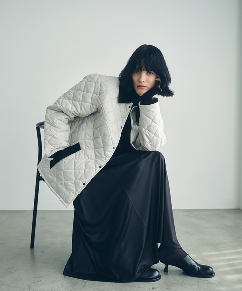 LAVENHAM（ラベンハム）の「【LAVENHAM for ADAM ET ROPE'】別注 SQUARE HEM RAYDON（ナイロンジャケット・レディース・ブラック/オフホワイト・M/S）」の3枚目の写真