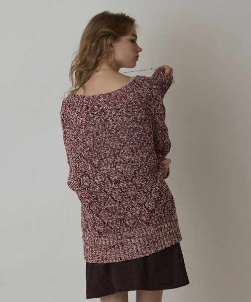 GRACE CONTINENTAL（グレースコンチネンタル）の「オーバーニットカーディガン（カーディガン/ボレロ・レディース・ブラック/ボルドー・36）」の7枚目の写真