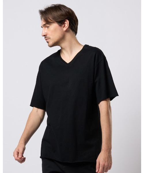 wjk(ダヴルジェイケイ)の「wide cut-off V-neck S/S(Tシャツ/カットソー・メンズ・ホワイト/ブラック・X-LARGE/LARGE/MEDIUM/SMALL)」の2枚目の写真