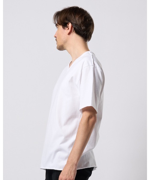 wjk(ダヴルジェイケイ)の「wide cut-off V-neck S/S(Tシャツ/カットソー・メンズ・ホワイト/ブラック・X-LARGE/LARGE/MEDIUM/SMALL)」の7枚目の写真