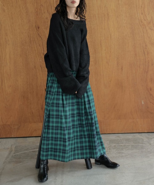 AMELY（エミリー）の「フリルギャザーチェック柄ワンピース（ワンピース・レディース・グレー/ホワイト/グリーン/ブラウン・フリー）」の12枚目の写真