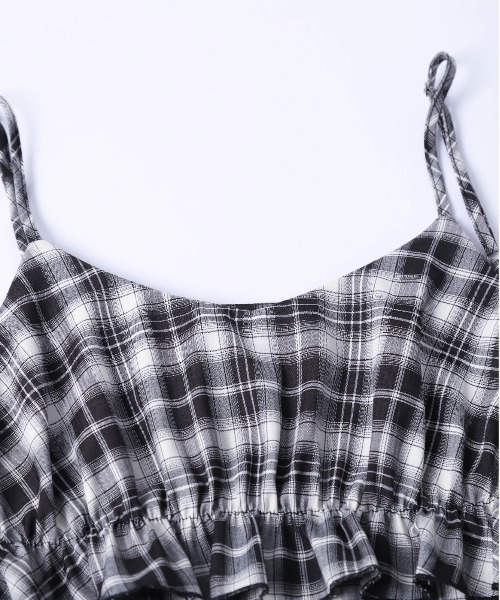 AMELY（エミリー）の「フリルギャザーチェック柄ワンピース（ワンピース・レディース・グレー/ホワイト/グリーン/ブラウン・フリー）」の13枚目の写真